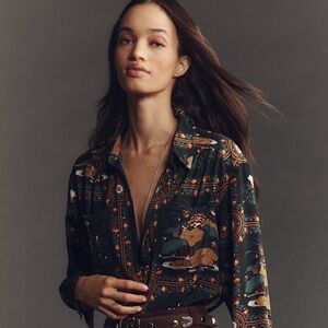 Anthropologie Petite M - The Brielle Relaxed Buttondown Blouse - NWT